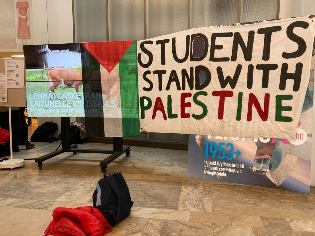 Demonstration för Palestina Porthania